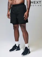 Black Active Premium 2 in 1 Shorts (AD4218) | $64