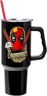 Silver Buffalo Deadpool Gold Chains 40oz Stainless Steel Tumbler w Handle