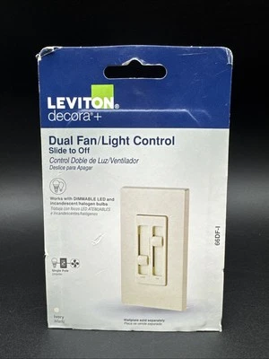 Leviton 66DF-I Decora SureSlide Ivory Polycarbonate Fan/LED Dimmer Slide Switch