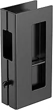 Privacy Pocket Door Lock with Pull, Wooden Sliding Door Handle for 1-3/8”Thickness Door Replace Old Or Damaged Pocket Door Hardware（Matt Black）