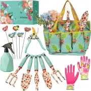 "Floral Garden Tool Set with Tote Bag and Pruning Shears"