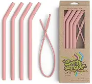 Reusable Silicone Drinking Straws - Big Size with Curved Bend for Tumblers Made from BPA Free No-Rubber Silicon - Flexible, Collapsible, Chewy, Bendy, Safe for Kids/Toddlers