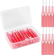 ZJIVQO 30pcs Interdental Brushes Foss Stick Retractable Toothpick Floss Sticks Dental Floss Teeth Cleaning Tool 0.6mm Pink