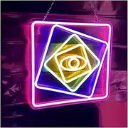 Hanging Art Neon Signs Eye Neon Sign Artistic LED Light for Wall Personalized Decor USB Powered for Bedroom Restaurant Bar Decoration Party 31.5cm×31.5cm