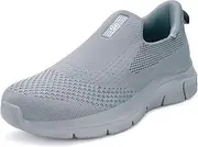 [ZUSERIS] Unisex Knit Trainers Slip-Ins Sports Shoes Trainers Outdoor Leisure Walking Fitness Hands Free Shoes Without Laces Arch Support 36-46, Grey T, 38 EU