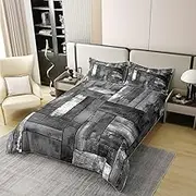 jejeloiu Geometric Bedding Set Queen Size Geometry Vintage Abstract Duvet Cover Set 100% Cotton for Kids Boys Girls Teens Grey Messy Rust Cotton Duvet Cover Super Soft Modern Art Quilt Set