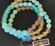 3-piece~ Multicolored~Genuine Lucite~ Faceted ~Stretch Bracelets ~Jewelry