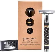 Parker 65R Super Heavyweight Double Edge Safety Razor & 5 Shark Super Chrome Blades