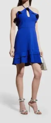 Aidan By Aidan Mattox Women's Blue Cutout Ruffle Halter Dress Size 10