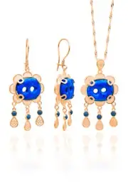 Reyyan, Hercai, Turquoise, Assyrian Rose Gold Plated 925 Silver Double Set