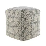Amelia Beige Cotton Square Cube Ottoman