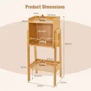 3-Tier Bamboo Shelf Organizer with A-Shaped Frame for Home or Office Use