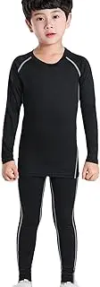 [Generic] Kids Thermal Underwear Set | Children's Thermal Underwear, Functional Underwear,Soft Breathable Thermal Underwear Set for Youth Kids Long Johns Boy Base Layer Keep