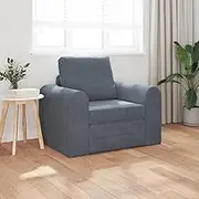 Floor Sofa Bed 2-in-1, Dark Grey Velvet Couch, Convertible Sleeper Seat for Living Room, Space Saving Apartment Furniture