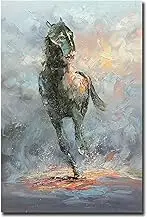 AZAVY ART,24X36 Inch Palette Knife Modern Hand Painted Running Horse Vertical Oil Painting Abstract Animal Wall Art on Canvas Oil Hand Painting Wood Inside Framed Ready to Hang