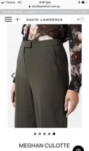 David Lawrence Meghan Culotte Size 12 Brand New With Tags Khaki