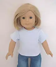 Blue Short Sleeve Hook & Loop Close T Shirt Fits 18" American Girl Dollsu