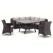 Subiaco 6 Piece Modular Lounge and Dining Table and Chairs Setting - Outdoor Wicker Lounges