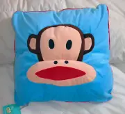 PAUL FRANK INDUSTRIES ~ 36cm Square JULIUS Blue Plush MONKEY FACE CUSHION PILLOW
