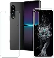 [LCEHTOGYE] Case for Sony Xperia 1 V + Tempered Glass Screen Protector, Slim Black Shock-Absorption Soft TPU Bumper Protective Phone Case Cover for Sony Xperia 1 V (6,5") - KE18