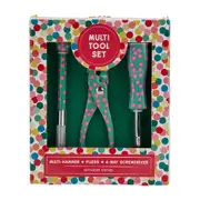 3pc Annabel Trend Multi Tool Plier/Philips Screw Driver Set Confetti Green