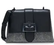 DKNY Women's Blake Shoulder Bag Herringbone off white /black