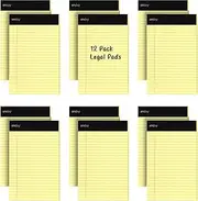 Enday Small Note Pads 5x8 Legal Pads, Legal/Wide Ruled Writing Pad with Perforated Pages, Canary Yellow Paper Jr. Legal Note Pads for Work and Note-Taking, 30 Sheets Per Notepad, 12 Pack