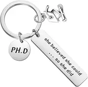 [FOTAP] PHD Keychain Doctor of Philosophy Jewelry Doctorate Gift PhD Graduation Gift She Believed She Could So She Did Keychain