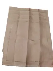 Set of 4 Alison Hemstitch Cutwork Napkins -17 X 17 Sq. Beige