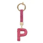 Alphabet P Letter Bag Charm Rhinestone for Jewelry Making Rose Red