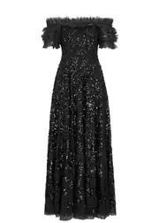 Needle & Thread Sequin Wreath Off-the-shoulder Tulle Gown - Black - 10 (UK10 / S) 10 (UK10 / S)