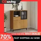 highboard storage cabinet glass door oak color 92x40x122.5 cm 7829