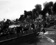 New 11x14 World War II Photo: Australian Troops Storm Balikpapan, Borneo - 1945