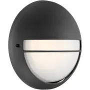 Access Lighting Clifton Round Outdoor Bulkhead, Black/Opal - 20260LEDDMG-BL-OPL