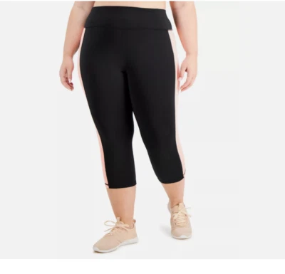 Ideology Womens Activewear Plus Size Colorblock Capri Leggings, 3X