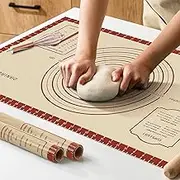 Silicone Baking Mat,26" x 16" Extra Thick Large Non Stick Sheet Mat with Measurement Non-Slip Dough Rolling Mat,Reusable Food Grade Silicone Counter Mat for Making Cookies,Macarons,Bread and Pastry