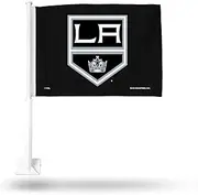 Rico Industries NHL Los Angeles Kings Shield Logo Double Sided Car Flag Double Sided Car Flag - 16" x 19" - Strong Pole That Hooks onto Car/Truck/Automobile