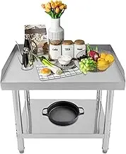 Stainless Steel Table with Adjustable Undershelf, 2 Tier Heavy Duty Commercial Kitchen Prep and Work Table, Metal Table Prep Table for Home Kitchen Restaurant