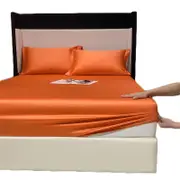 Nevenka 100% Cotton Bed Sheets Pillowcase 3 Piece Set Bedding-Orange