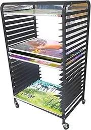 Art Drying Rack for Classroom,20 Shelves,Magazine Drying Rack Studio Work Storage Rack,with 4 Casters,Suitable for Home and Art School Drying Rack