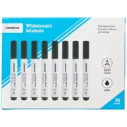 J.Burrows Whiteboard Markers Bullet Black 24 Pack