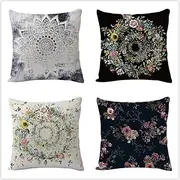 Cushion covers Cushion Covers Black Pink Floral Outdoor Cushions Square Sofa Cushions Garden Cushions Outdoor Cushion Covers Bedroom Office Car Decorative Cushion Covers 45 x 45(Vintage Mandala Flower
