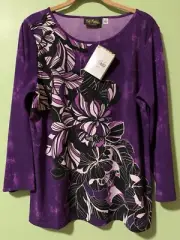 Bob Mackie Purple Top Polyester/Spandex Medium with Tag
