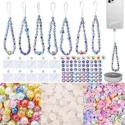 Beaded Mobile Phone Chains Charm Making Kit, Can Make 10 Pcs Cell Phone Wrist Straps, Assorted Crystal Diamond/Butterfliy/Metal/Round Beads for Girls DIY Handmade Gifts (C)