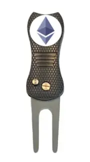 Ethereum-Logo Crypto Golf Ball Marker + Switchblade Divot Tool Novelty Gift