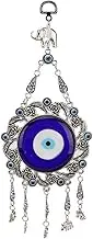 Turkish Glass Blue Evil Eye Wall Hanging Ornament, Hollow Flowers Wall Hanging Amulet, Delicate Blue Glass Metal Home Decor, Evil Eye Decor for Good Luck in The Office, Living Room, Bedroom(2#)