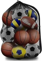 Goxfaca Sports Ball Bag Mesh, Large Basketball Bags Team Balls, Ball Storage, Heavy Duty Mesh Ball Bag, Team Work Ball Bags for Holding Soccer with Adjustable Strap (76cm x 101cm)