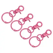 44mm Swivel Clasps Lanyard Snap Hook with Binder Ring for DIY Rose Red, 4Pcs