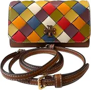 [Tory Burch] Women's Thea Mutiwoven Flat Wallet Crossbody Bag, Multi, Crossbody Bag