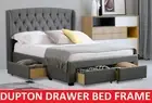 PREMIUM DUPONT DOUBLE QUEEN KING SIZE GREY FABRIC DRAWER BED FRAME